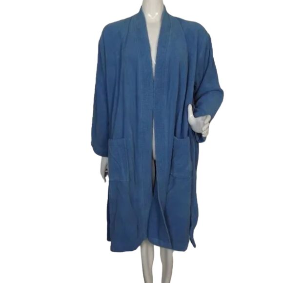 MELSIMO Terrycloth Robe, M/L, LIGHT Blue, Long sleeve, Wrap front, matching belt - Picture 9 of 11